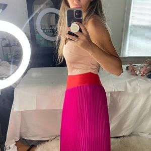 Pink and red silk dress